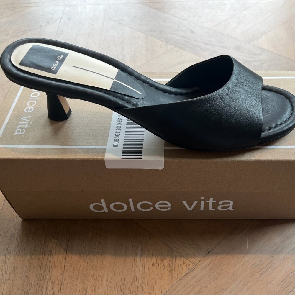 dolce vita black leather kitten heels